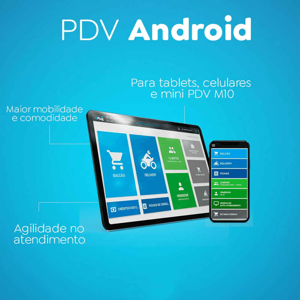 Versão Android do sistema PDV CSCODE para tablets e celulares, oferecendo mobilidade, agilidade e comodidade no atendimento.
