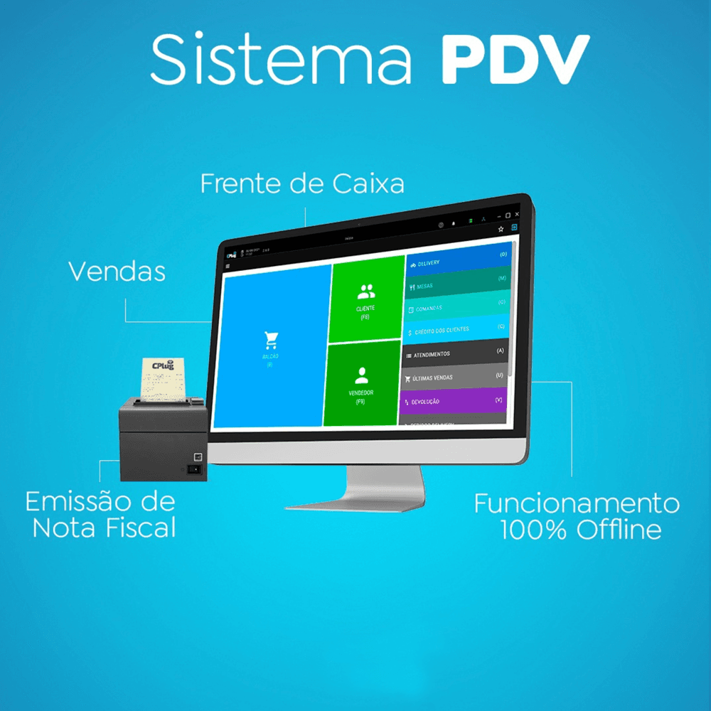 Sistema PDV da CSCODE com frente de caixa, emissão de nota fiscal e funcionamento offline, otimizando o atendimento e as vendas.